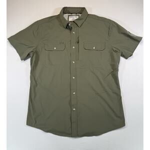 Poncho Mens Green Slim Fit Nylon Stretch Magnetic Pocket Short Sleeve Outdoor L